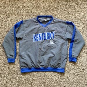 University Of Kentucky Wildcats Pullover Windbreaker Gray NCAA College Men LARGE